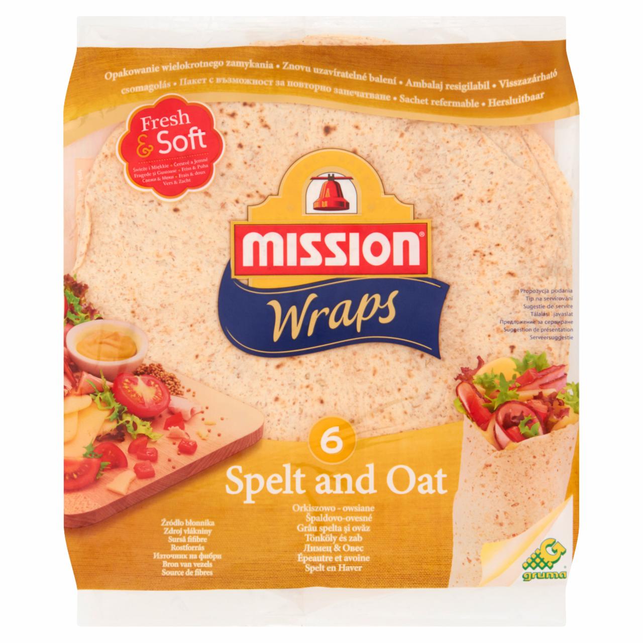 Zdjęcia - Mission Wraps Tortille z mąki pszennej orkiszowo-owsiane 370 g (6 sztuk)