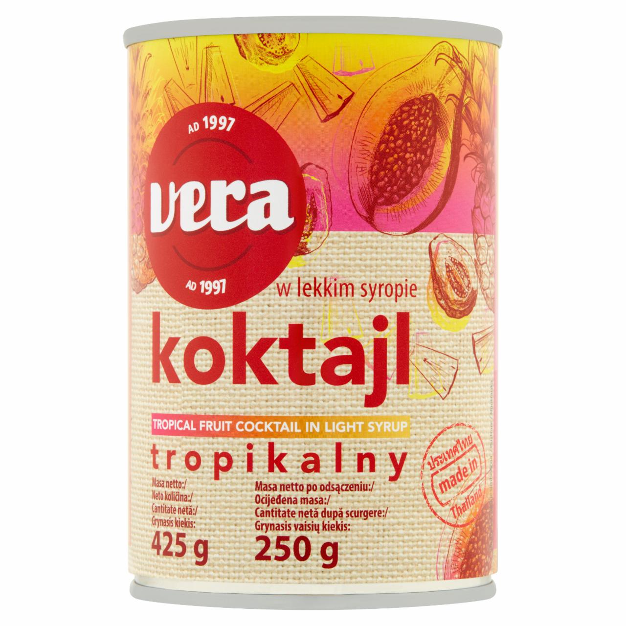 Zdjęcia - Vera Koktajl tropikalny w lekkim syropie 425 g