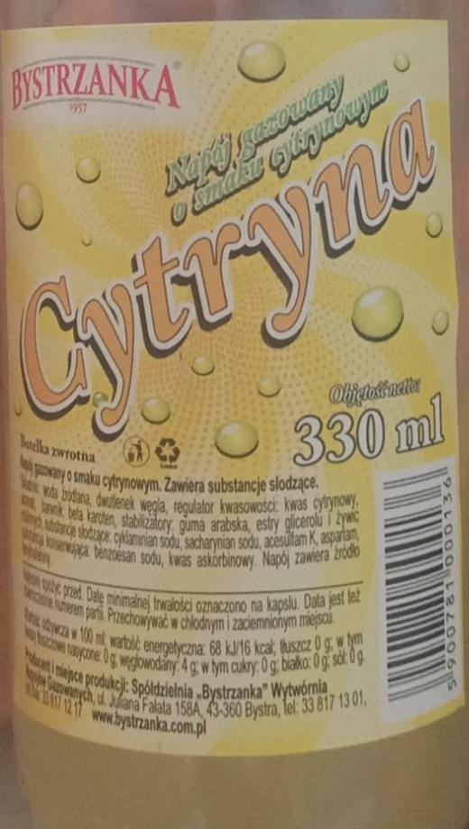 Zdjęcia - Napój gazowany o smaku cytrynowym Cytryna Bystrzanka