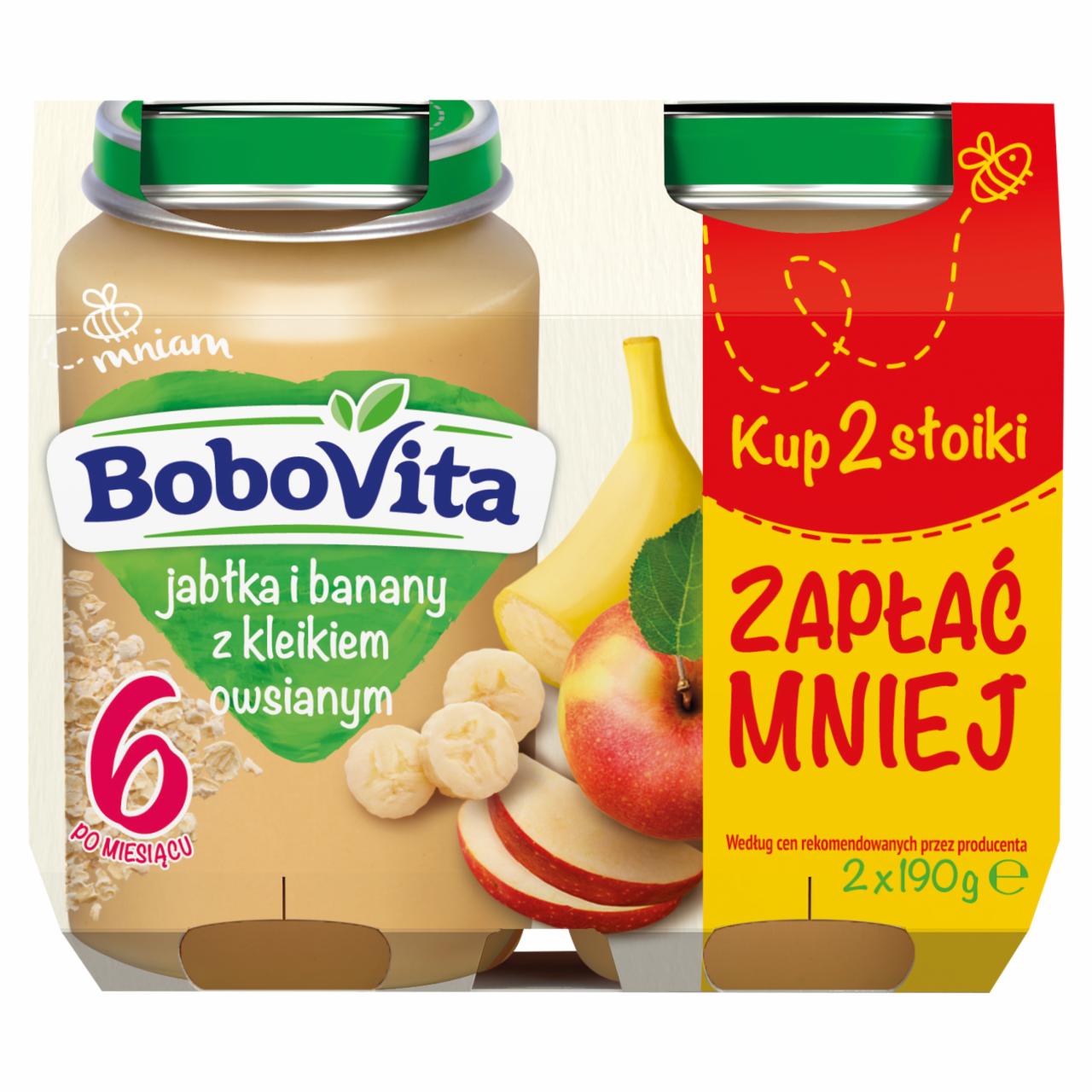 Zdjęcia - BoboVita Jabłka i banany z kleikiem owsianym po 6 miesiącu 2 x 190 g
