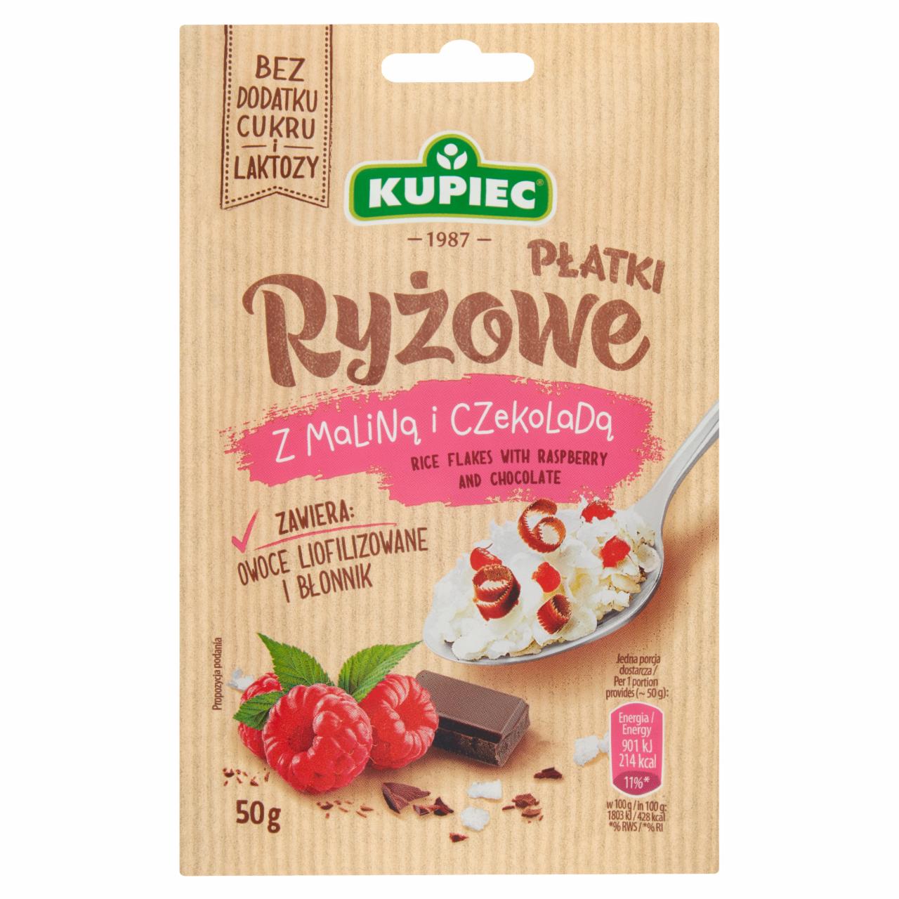 Zdjęcia - Kupiec Płatki ryżowe z maliną i czekoladą 50 g