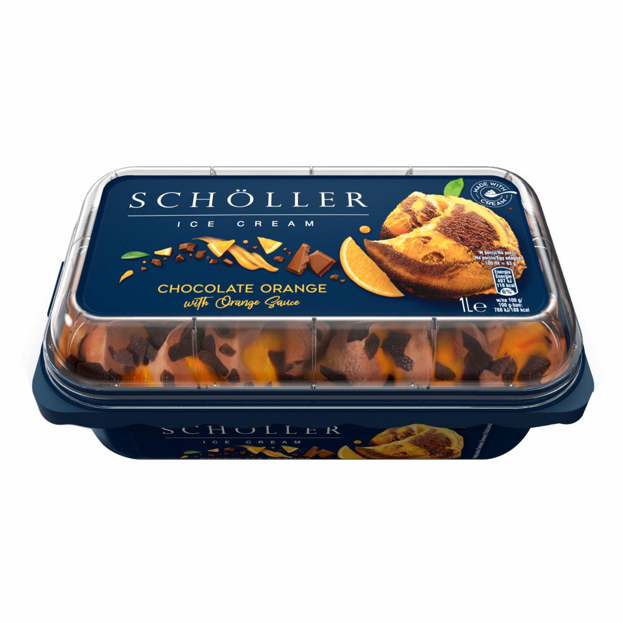 Zdjęcia - Schöller Lody pomarańczowo-czekoladowe z sosem pomarańczowym i wiórkami czekoladowymi 1 l