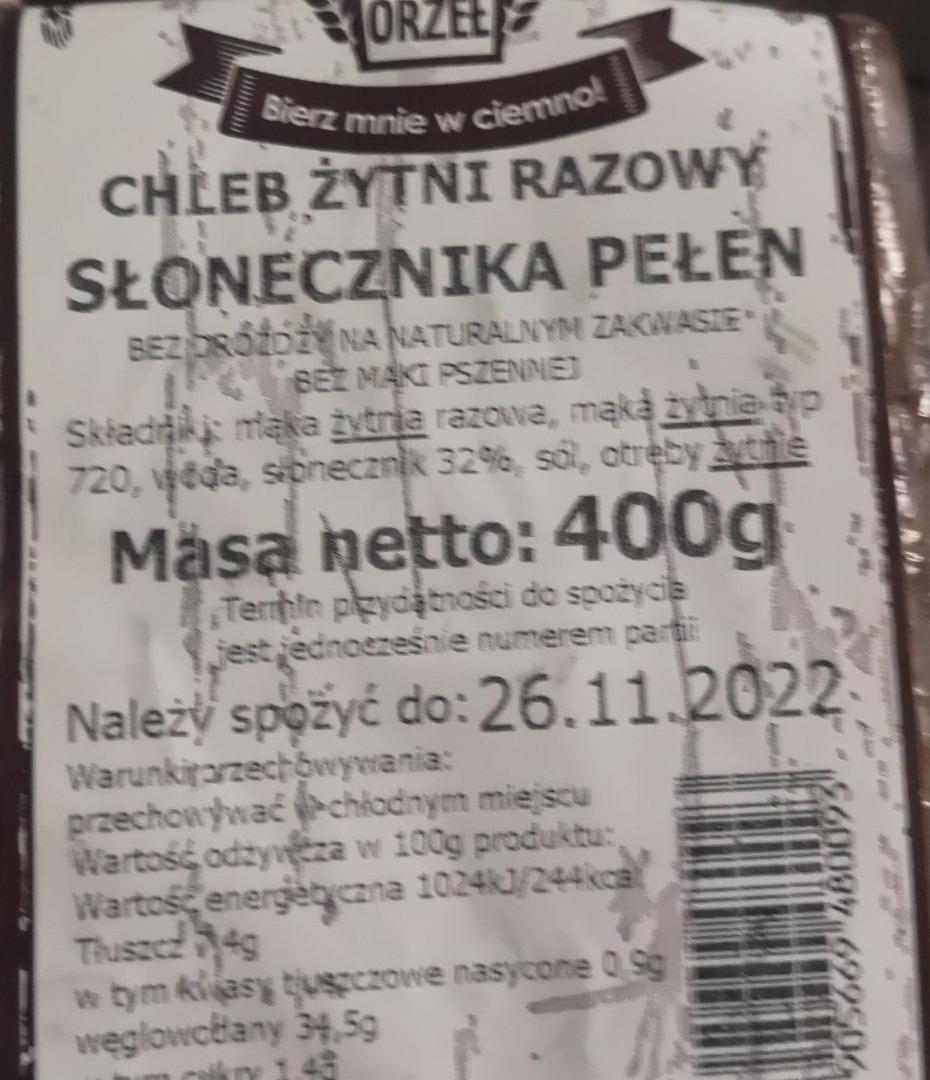 Zdjęcia - Chleb żytni razowy ze słonecznikiem Orzeł