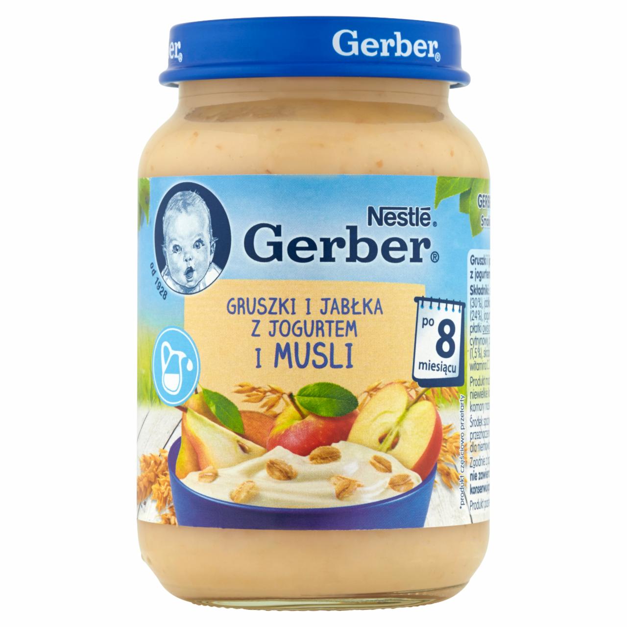 Zdjęcia - Gerber Gruszki i jabłka z jogurtem i musli po 8 miesiącu 190 g
