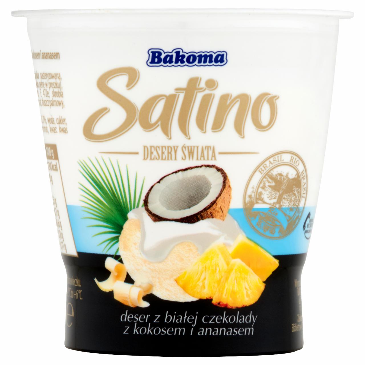 Zdjęcia - Bakoma Satino Desery Świata Rio Deser z białej czekolady z kokosem i ananasem 80 g