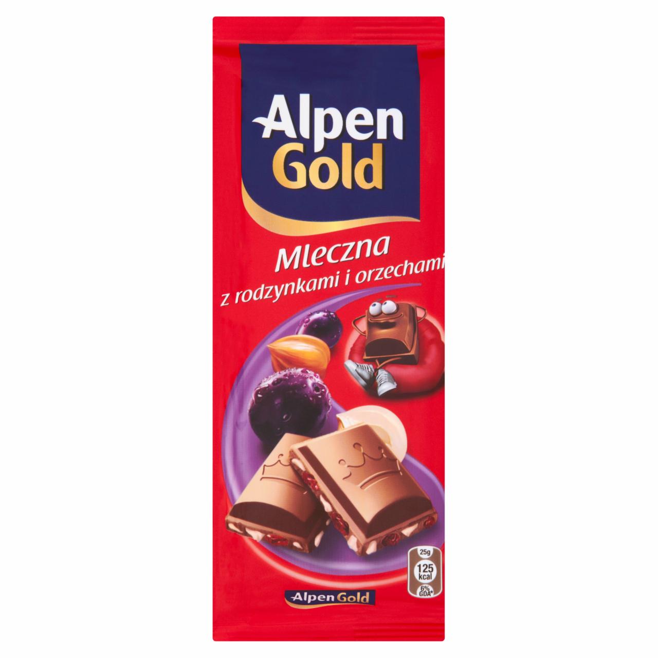 Zdjęcia - Alpen Gold Mleczna z rodzynkami i orzechami Czekolada 100 g