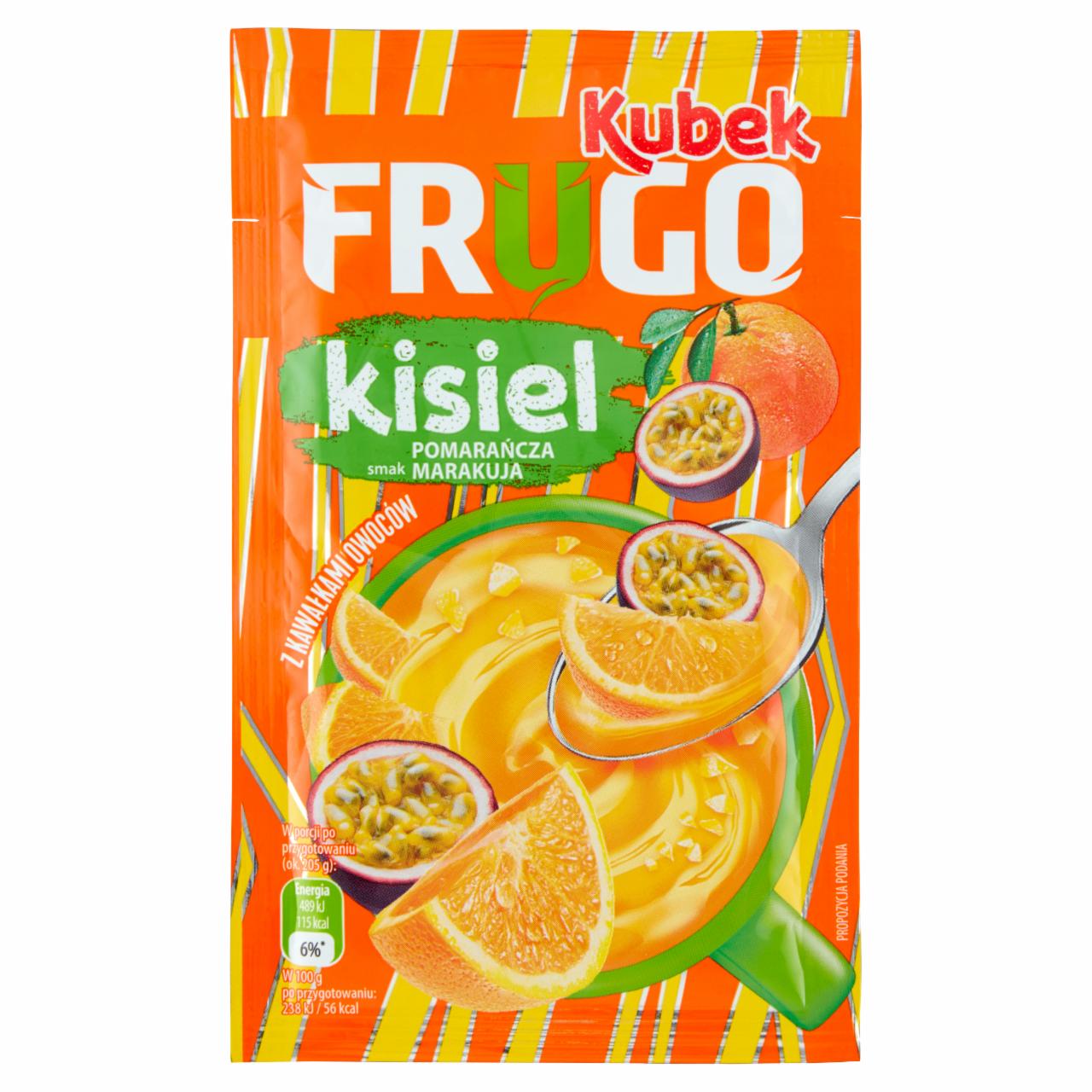 Zdjęcia - Kubek Frugo Kisiel z kawałkami owoców smak pomarańcza marakuja 30 g