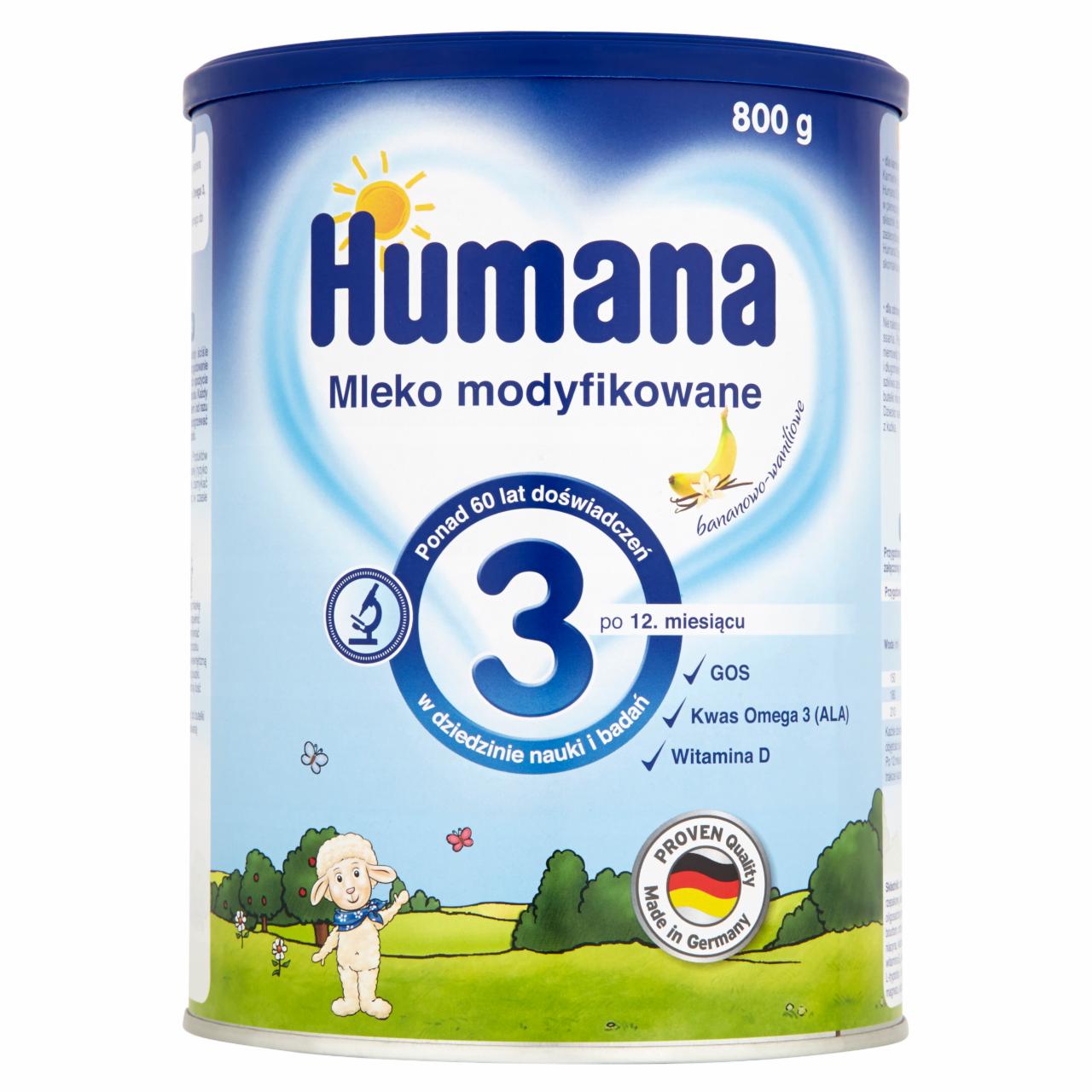 Zdjęcia - Humana 3 Mleko modyfikowane bananowo-waniliowe po 12. miesiącu 800 g