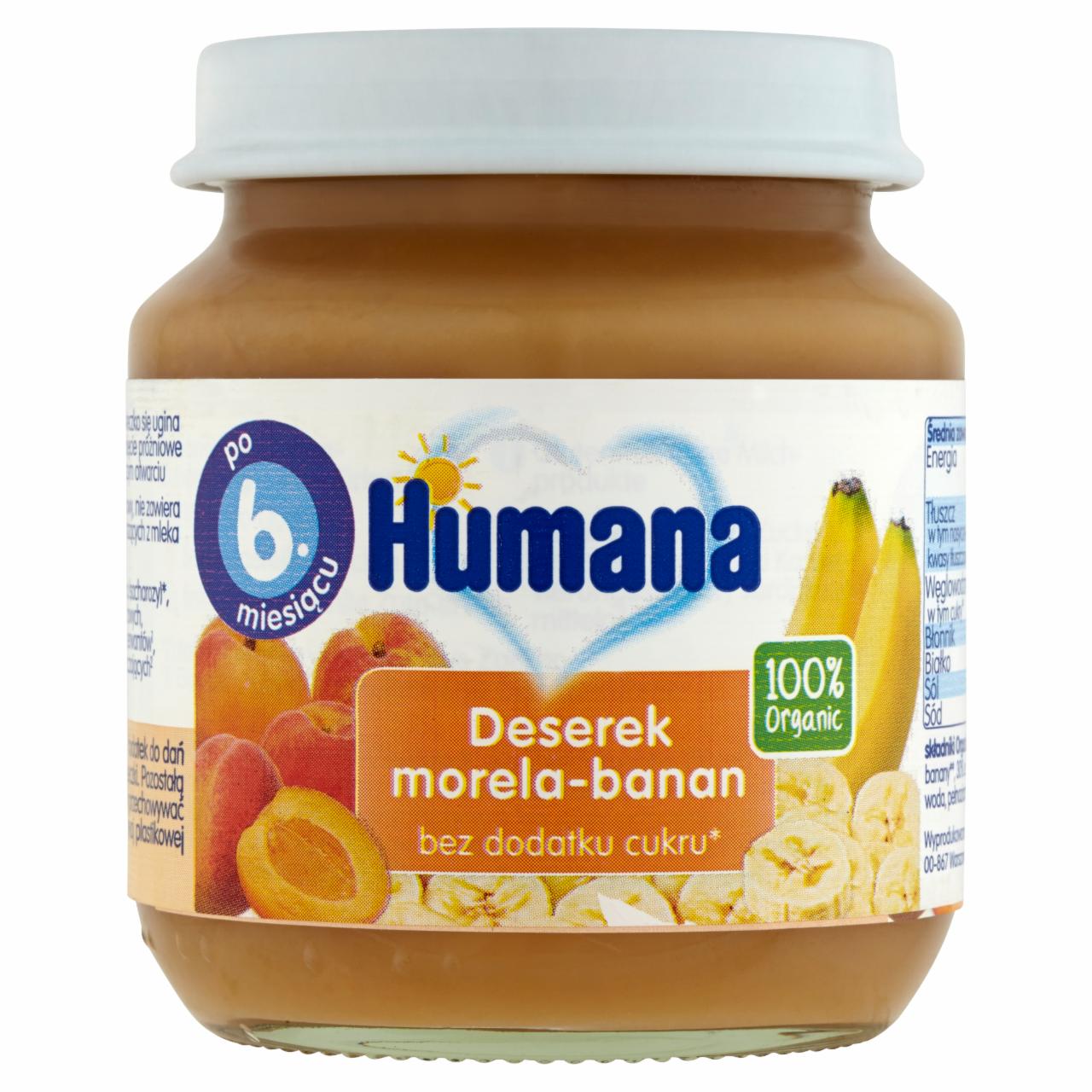 Zdjęcia - Humana 100% Organic Deserek morela-banan po 6. miesiącu 125 g