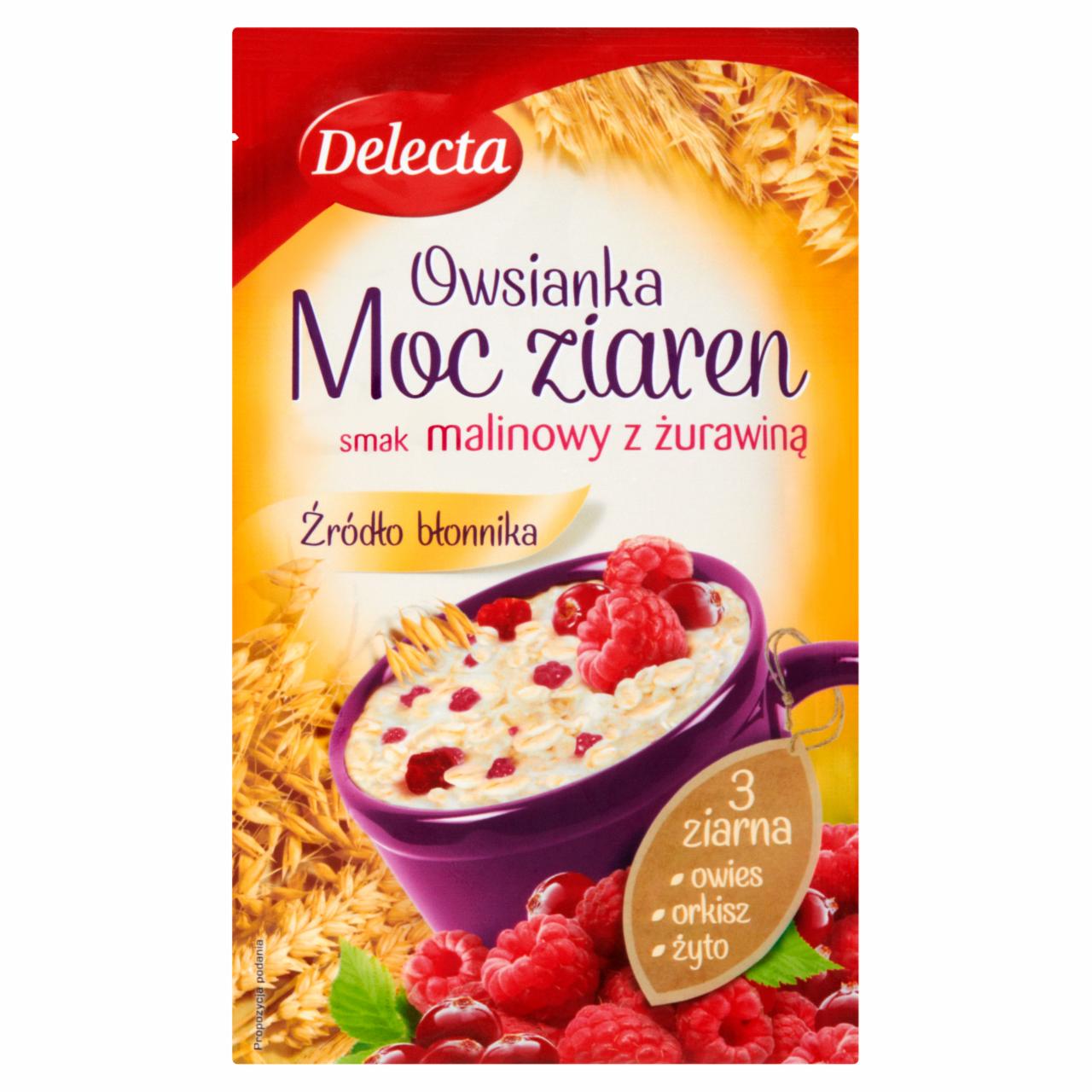 Zdjęcia - Delecta Owsianka Moc ziaren smak malinowy z żurawiną 47 g