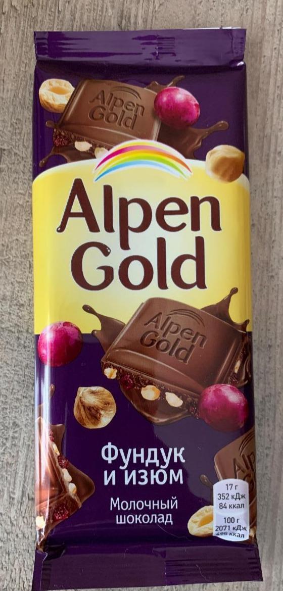 Zdjęcia - Alpen Gold Czekolada mleczna orzechowo-rodzynkowa 90 g