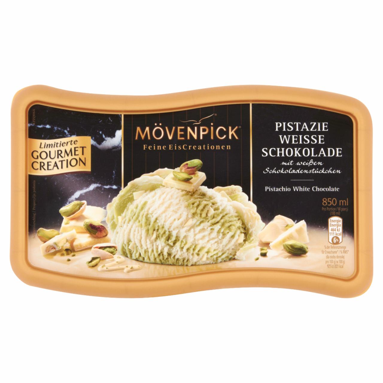 Zdjęcia - Mövenpick Lody z białą czekoladą i lody pistacjowe z kawałkami białej czekolady 850 ml