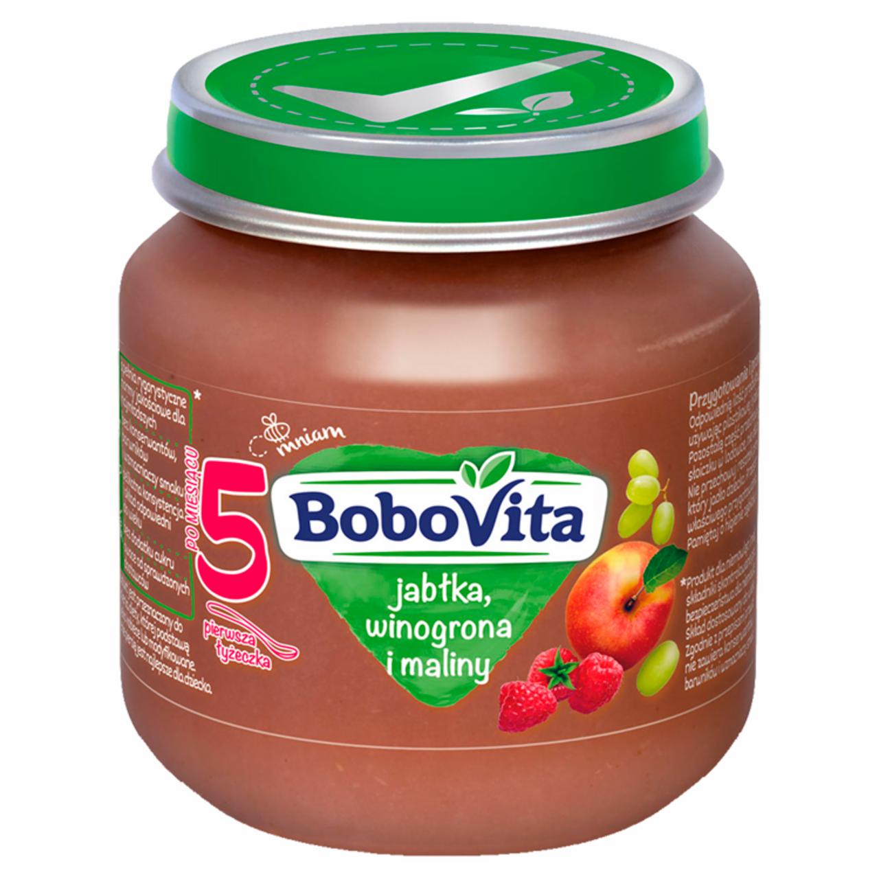 Zdjęcia - BoboVita Jabłka winogrona i maliny po 5 miesiącu 125 g