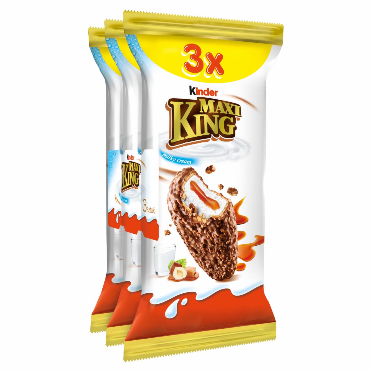Zdjęcia - Kinder Maxi King Wafel z mlecznym i karmelowym nadzieniem pokryty czekoladą i orzechami 3 x 35 g