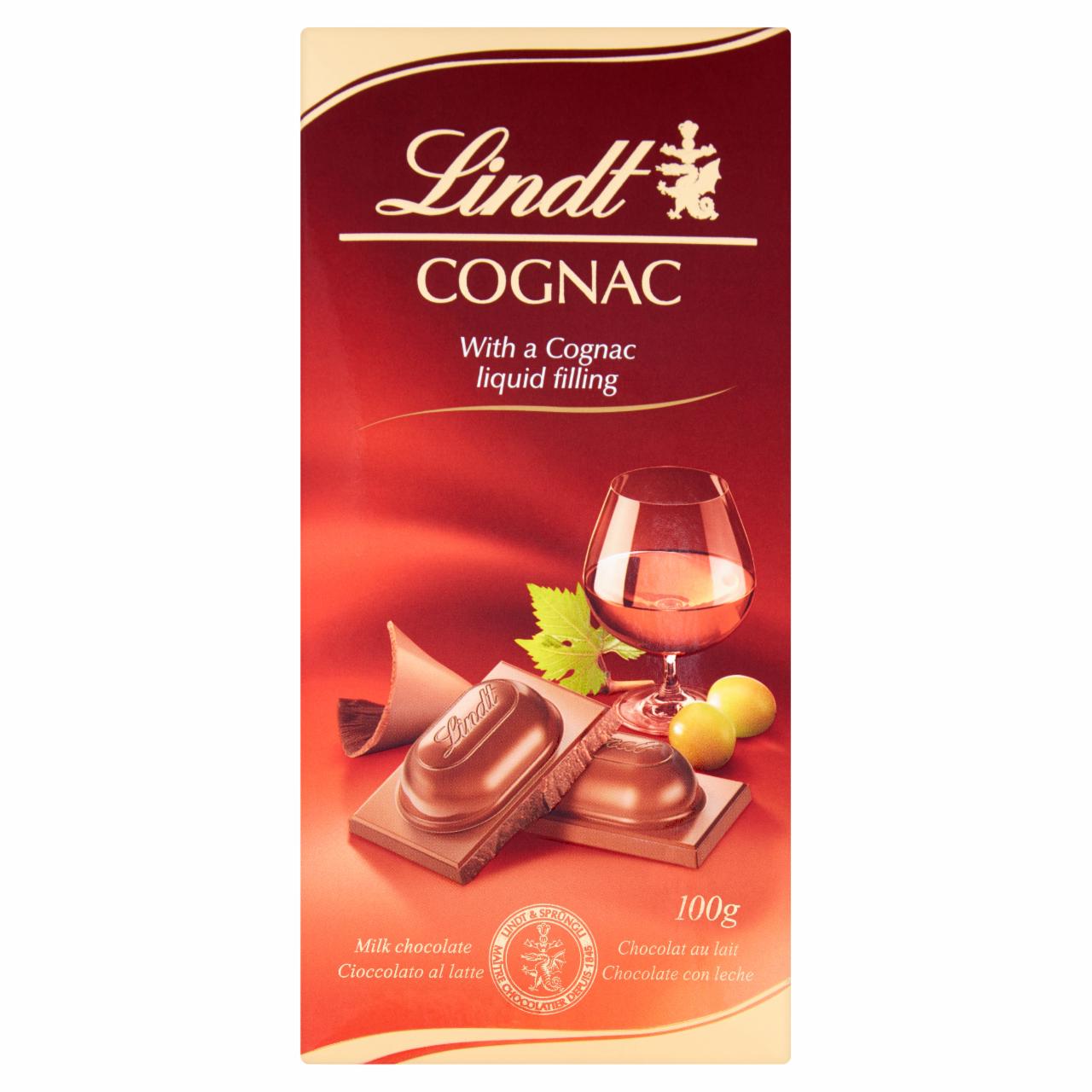 Zdjęcia - Lindt Czekolada mleczna z płynnym nadzieniem koniakowym 100 g