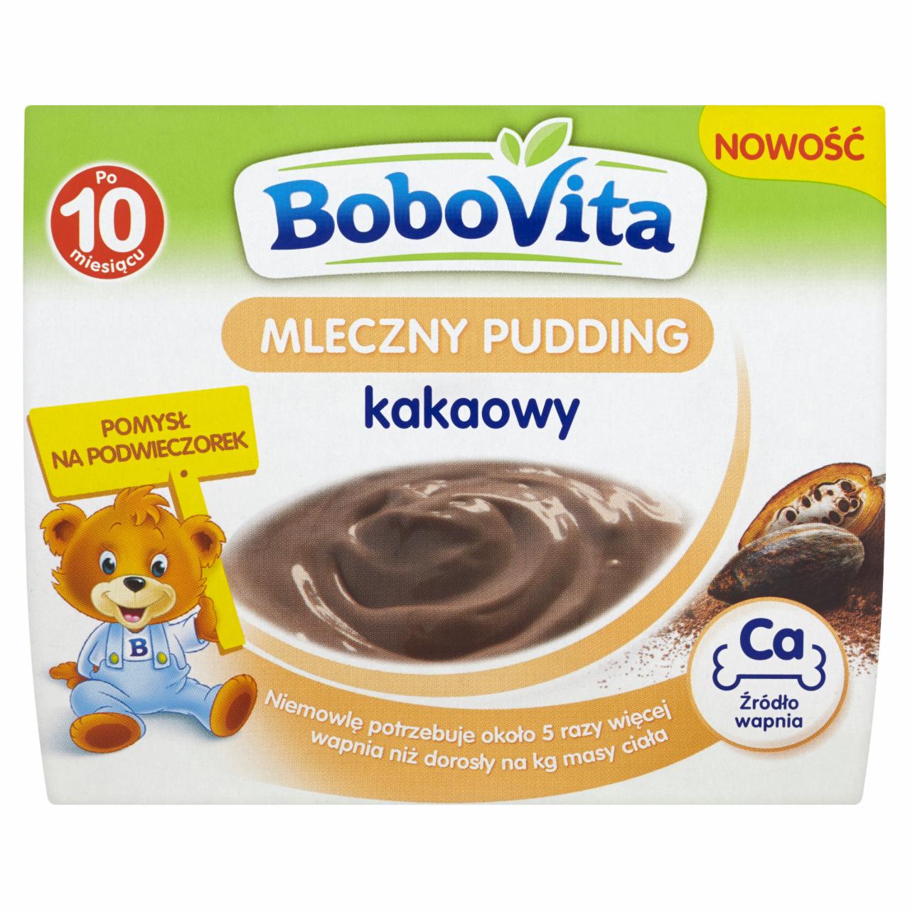 Zdjęcia - BoboVita Mleczny pudding kakaowy po 10 miesiącu 400 g (4 sztuki)