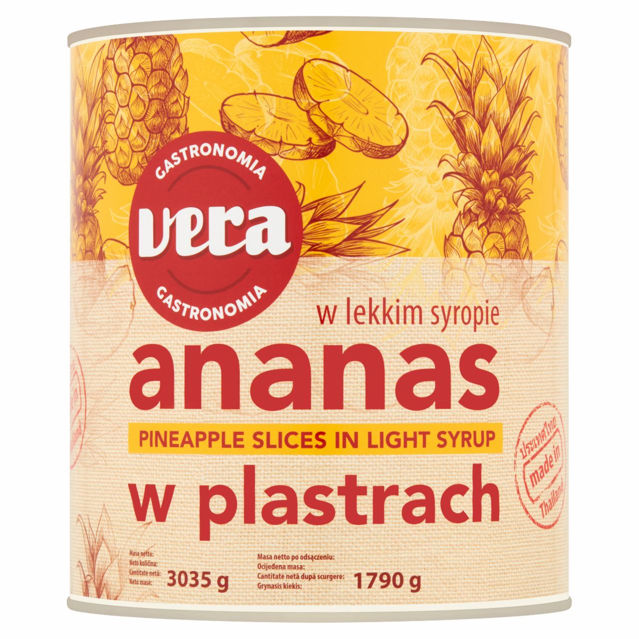 Zdjęcia - Vera Gastronomia Ananas w plastrach w lekkim syropie 3035 g