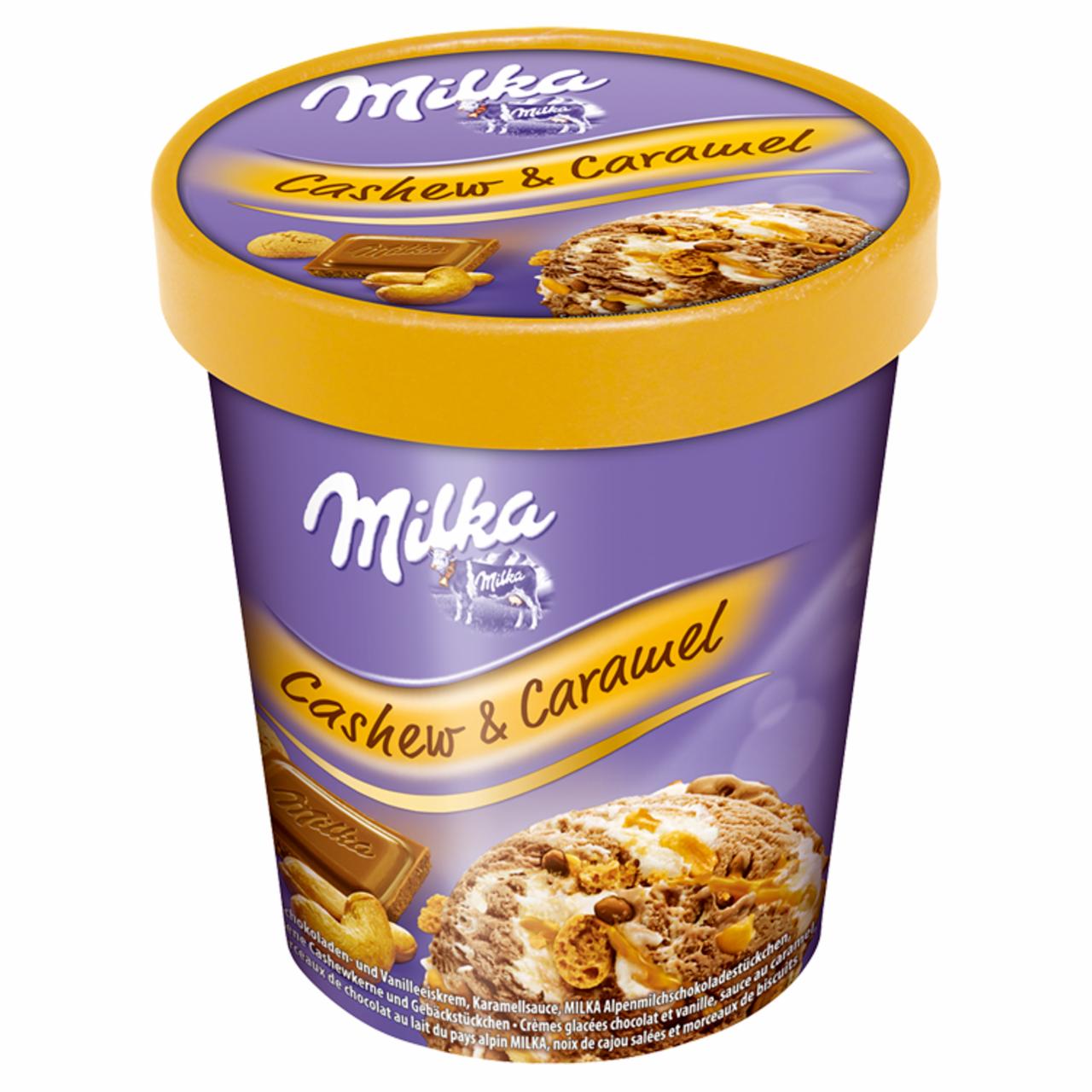Zdjęcia - Milka Lody czekoladowe i lody o smaku waniliowym z sosem karmelowym 480 ml