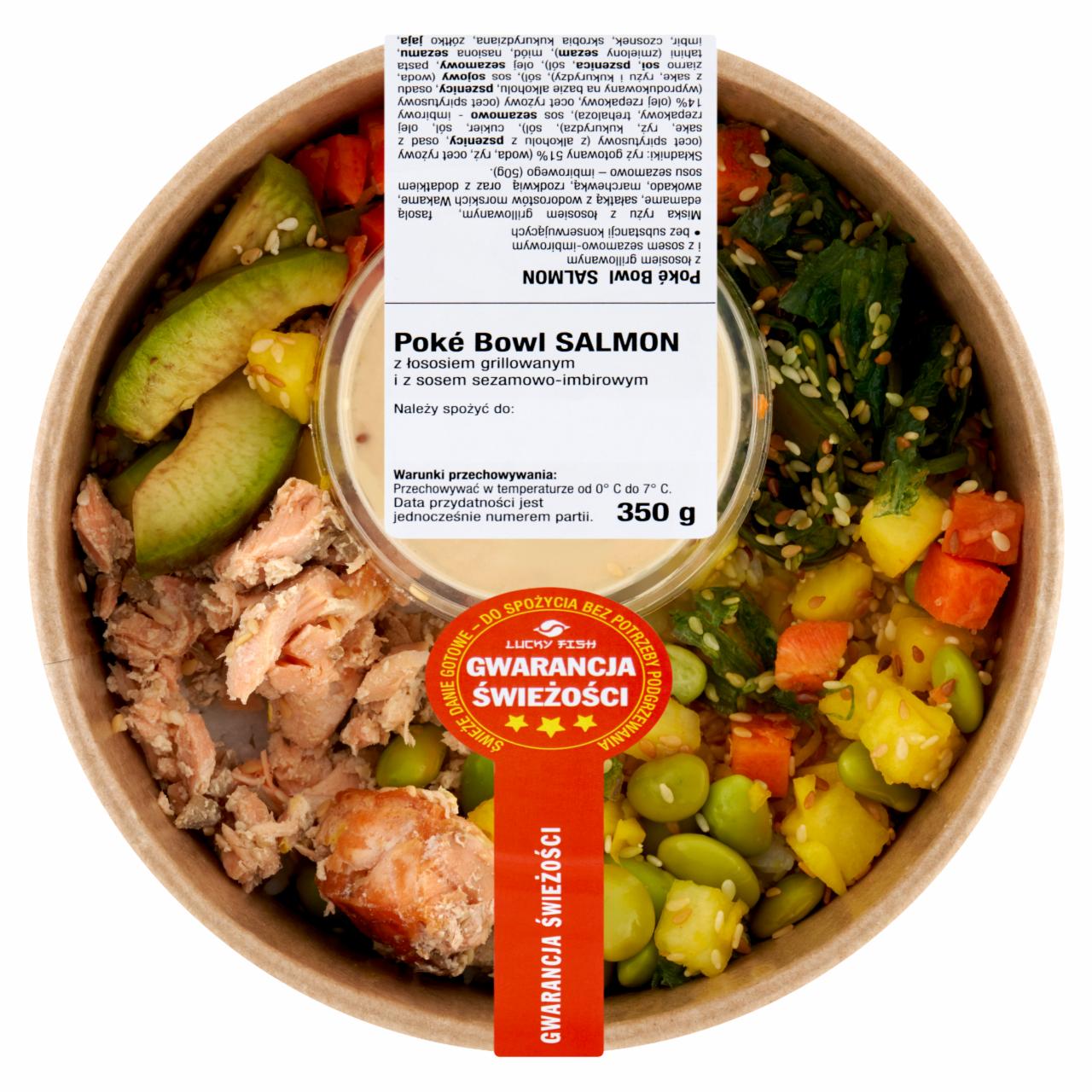 Zdjęcia - Lucky Fish Poké Bowl Salmon Danie z łososiem grillowanym i z sosem sezamowo-imbirowym 350 g