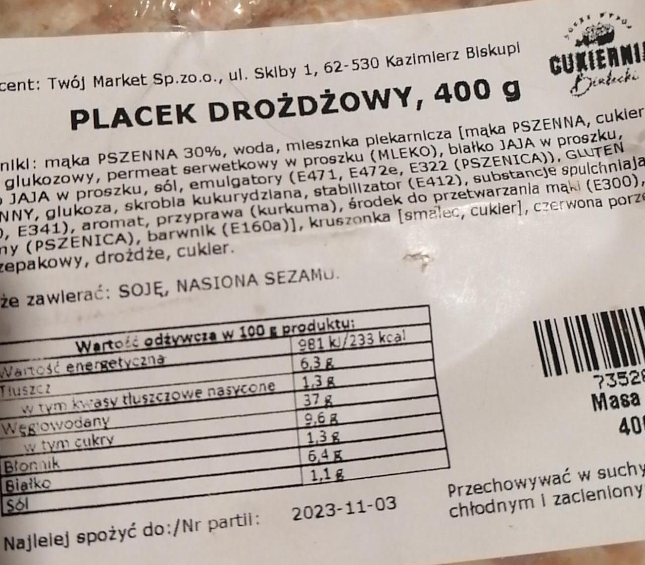 Zdjęcia - Placek drożdżowy 400g Cukiernia Białecki