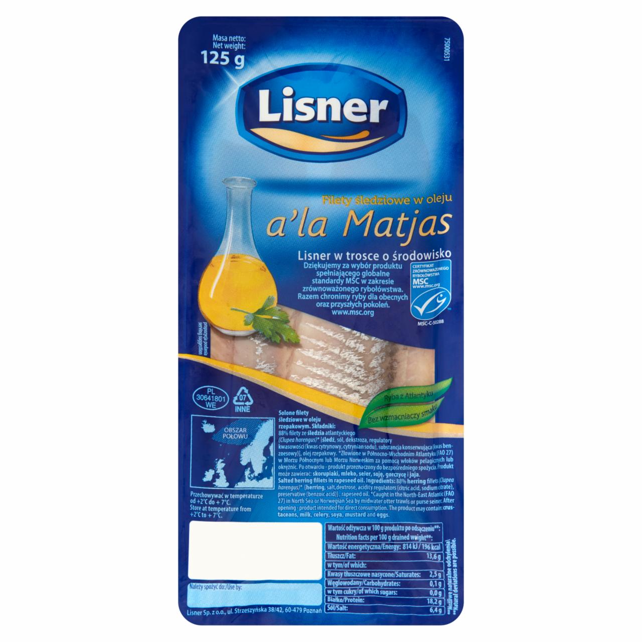 Zdjęcia - Lisner a'la Matjas Filety śledziowe w oleju 125 g