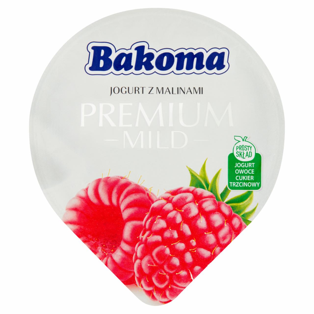 Zdjęcia - Bakoma Premium Mild Jogurt z malinami 140 g