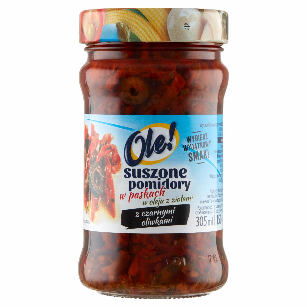 Zdjęcia - Ole! Suszone pomidory w paskach w oleju z ziołami z czarnymi oliwkami