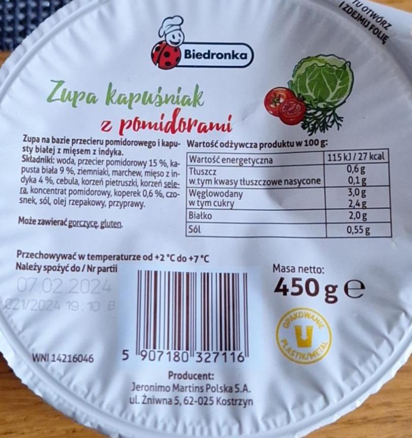 Zdjęcia - Zupa Kapuśniak z pomidorami Biedronka