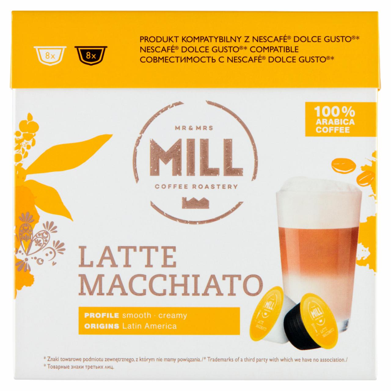 Zdjęcia - Mr & Mrs Mill Latte Macchiato Kawa w kapsułkach 193,6 g (8 x 17,8 g i 8 x 6,4 g)