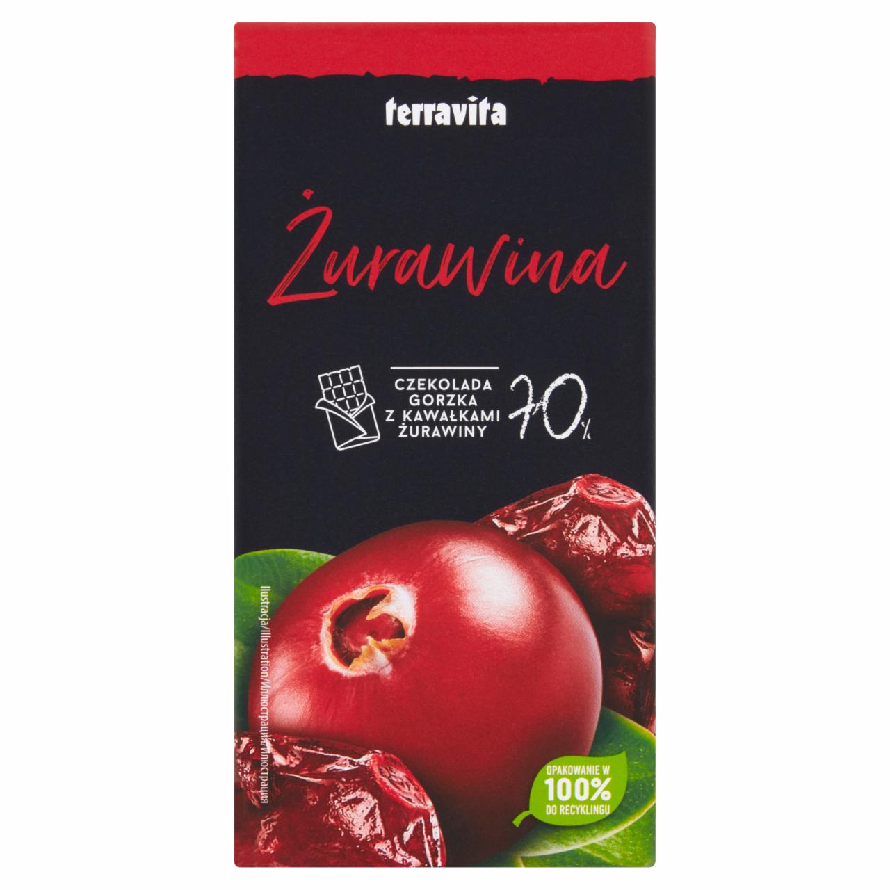 Zdjęcia - Terravita Czekolada gorzka z kawałkami żurawiny 90 g