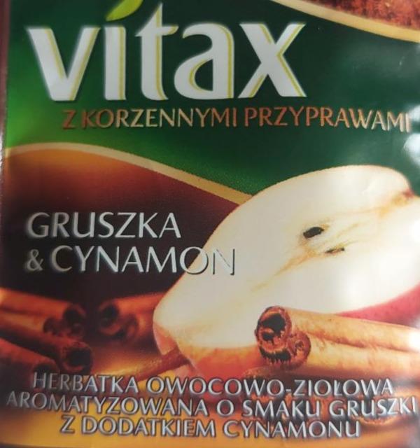 Zdjęcia - Vitax Herbatka owocowo-ziołowa aromatyzowana o smaku gruszki z dodatkiem cynamonu 30 g (15 x 2 g)