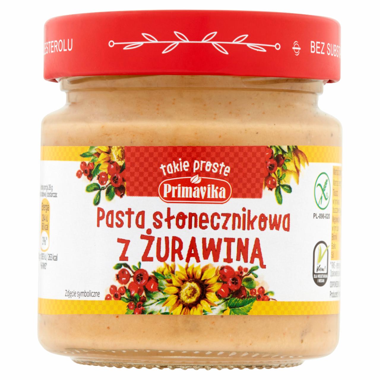 Zdjęcia - Primavika Pasta słonecznikowa z żurawiną 160 g