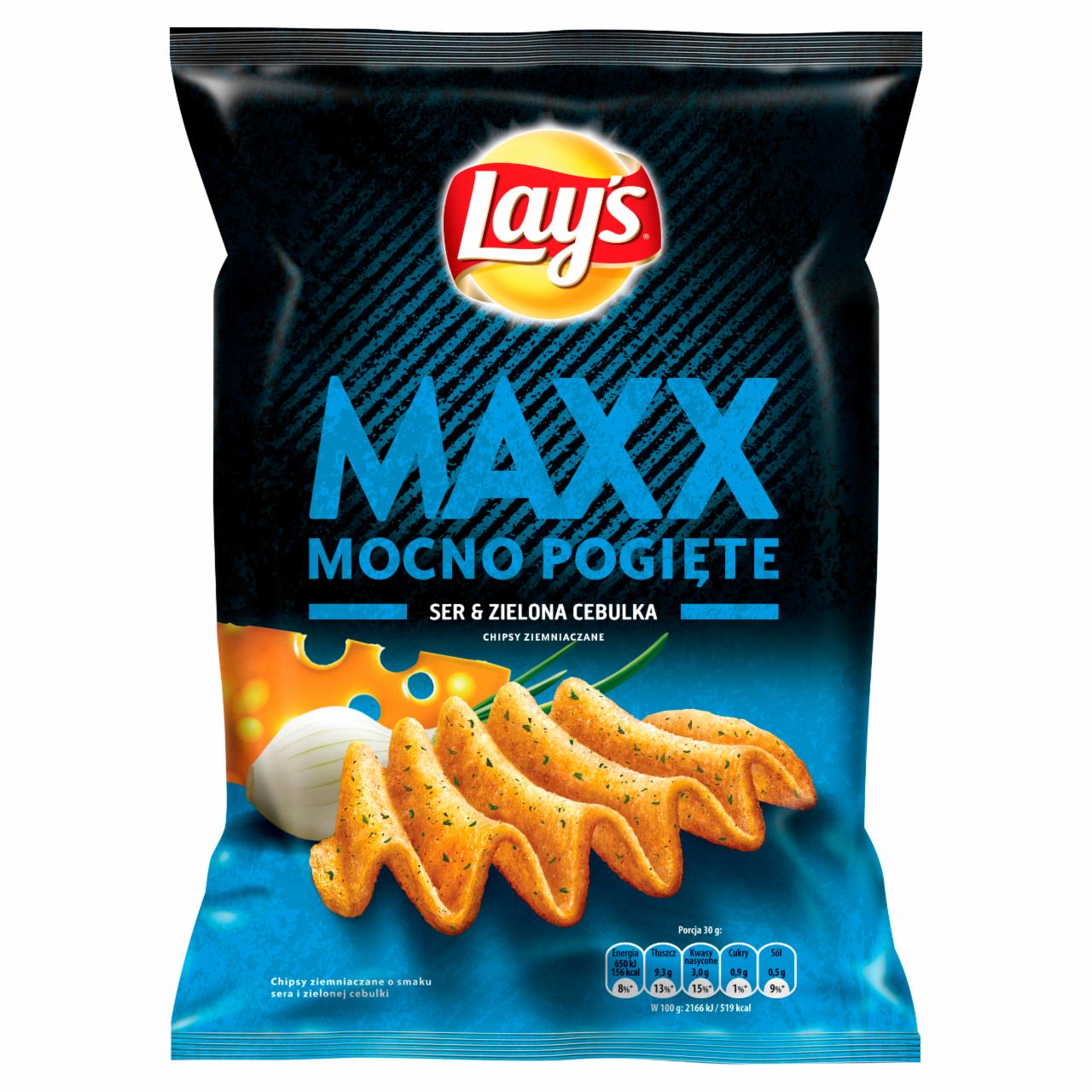 Zdjęcia - Lay's Maxx Mocno Pogięte Ser & Zielona cebulka Chipsy ziemniaczane 210 g