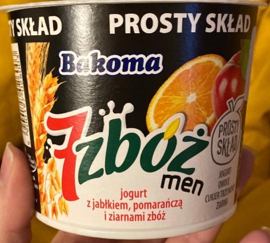 Zdjęcia - 7 zbóż men Jogurt z jabłkiem pomarańczą i ziarnami zbóż 300 g Bakoma