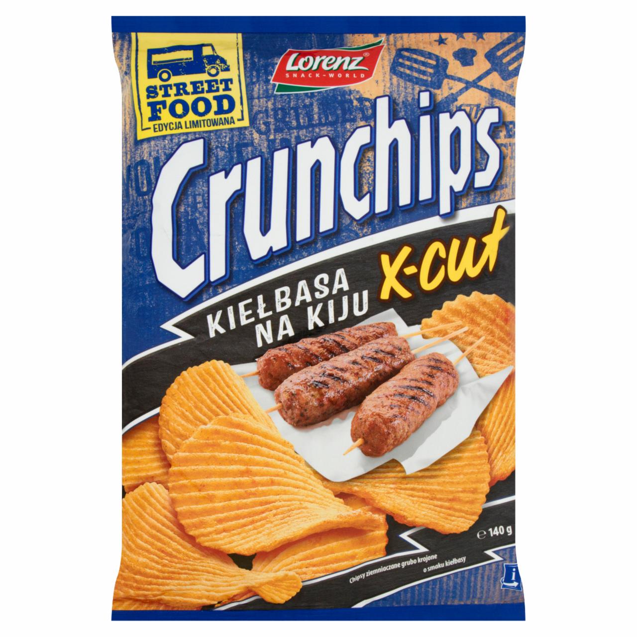 Zdjęcia - Crunchips X-Cut Kiełbasa na kiju Chipsy ziemniaczane 140 g