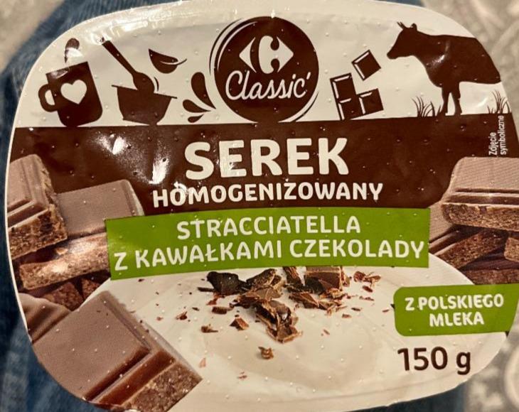 Zdjęcia - serek homogenizowany stracciatella z kawałkami czekolady carrefour classic