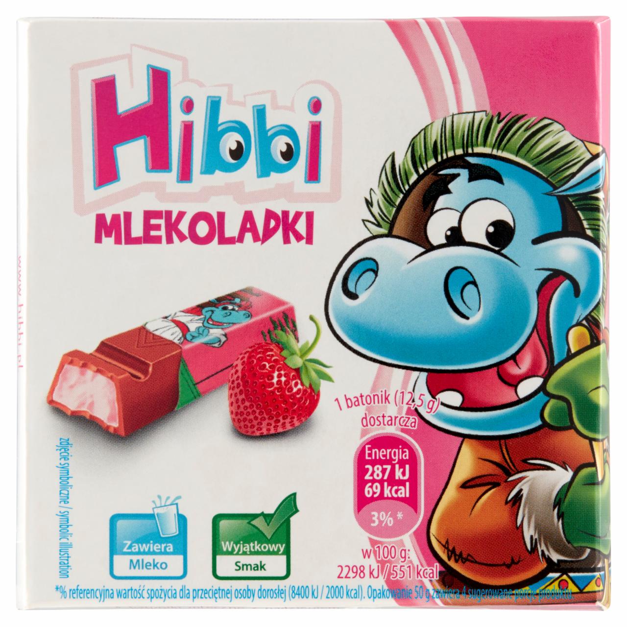 Zdjęcia - Hibbi Mlekoladki Batoniki mleczne z nadzieniem o smaku jogurtowo-truskawkowym 50 g