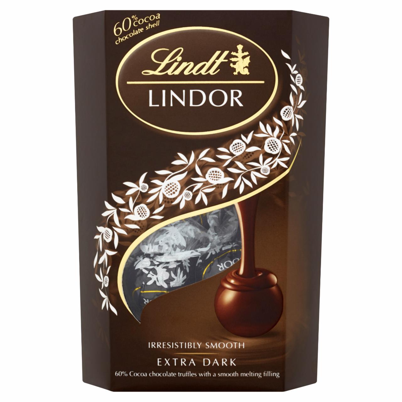 Zdjęcia - Lindt Lindor Extra Dark Pralinki z czekolady gorzkiej z nadzieniem 200 g