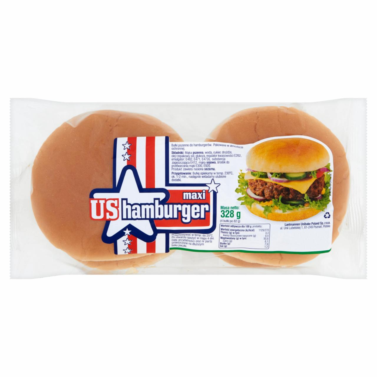 Zdjęcia - US Hamburger Maxi Bułki pszenne do hamburgerów 328 g (4 sztuki)