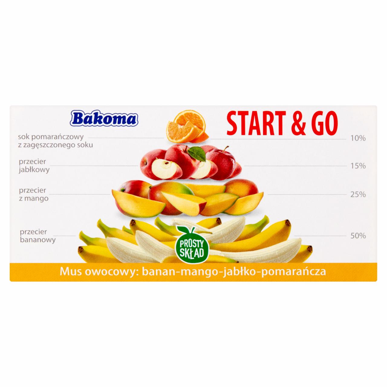 Zdjęcia - Bakoma Start & Go Mus owocowo-warzywny banan-mango-jabłko-pomarańcza 200 g (2 x 100 g)