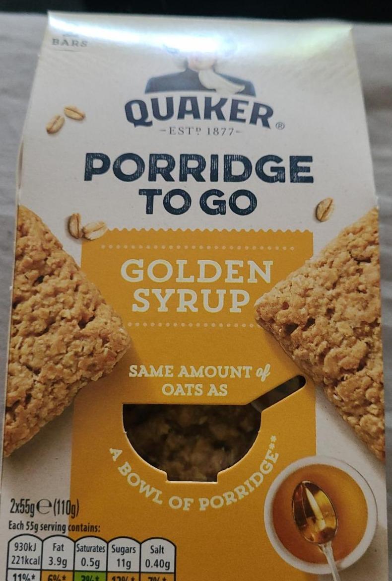 Zdjęcia - Quaker Porridge To Go Golden Syrup Batonik owsiany 2 x 55 g