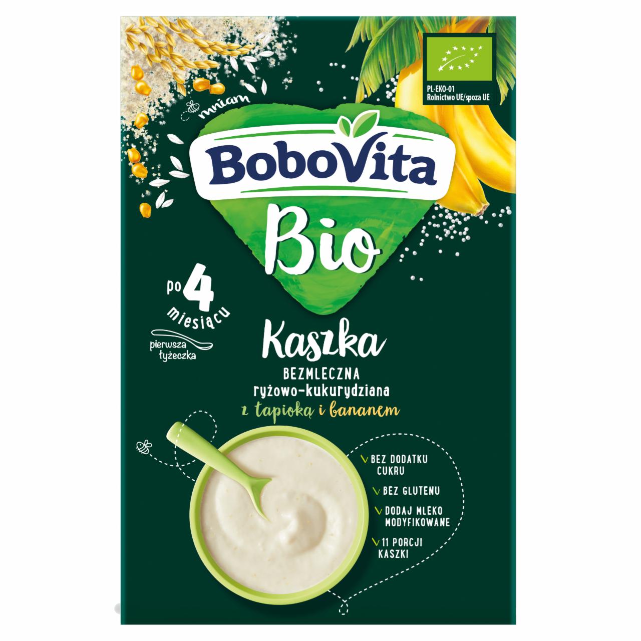 Zdjęcia - BoboVita Bio Kaszka bezmleczna ryżowo-kukurydziana z tapioką i bananem po 4 miesiącu 200 g