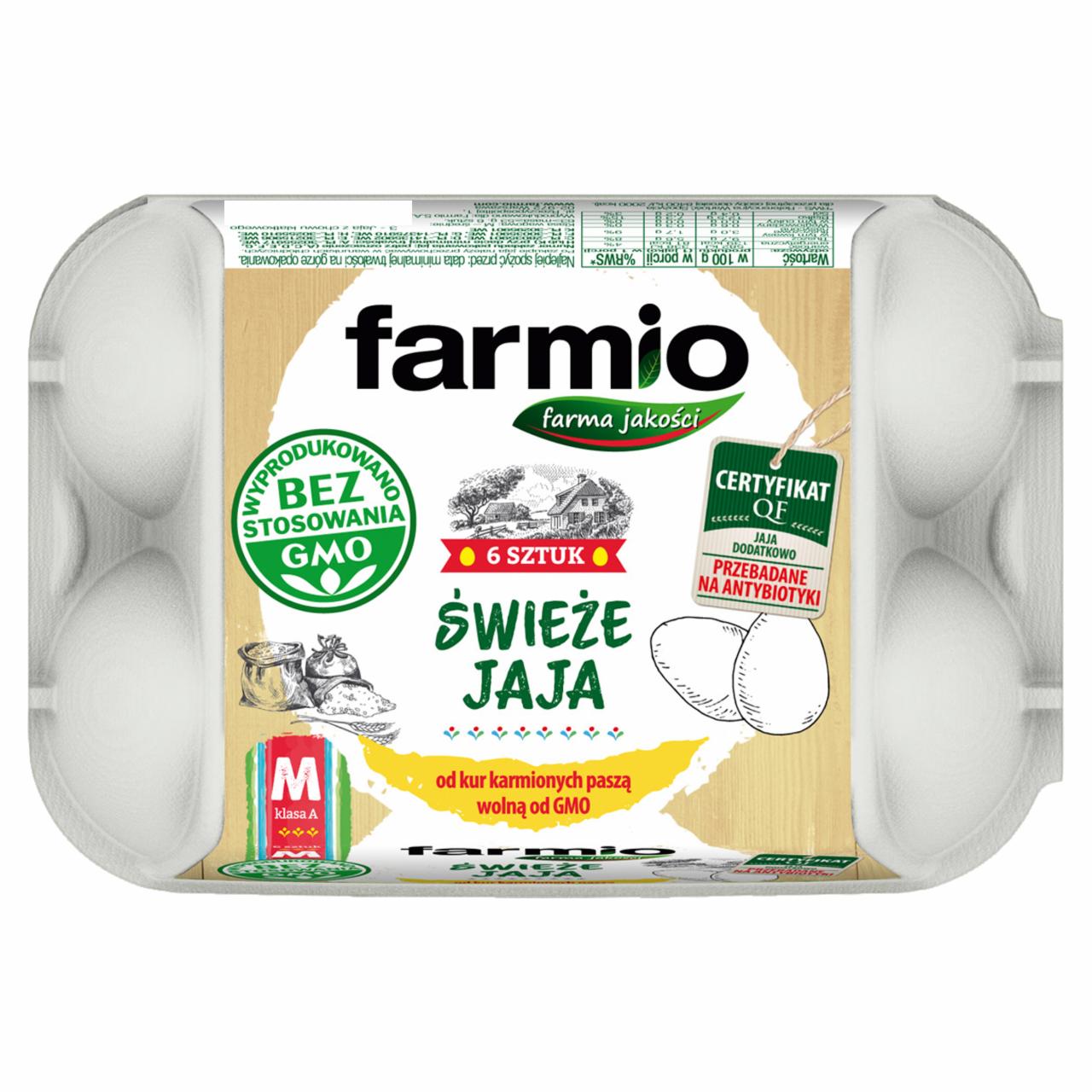 Zdjęcia - Farmio Świeże jaja od kur karmionych paszą wolną od GMO M 6 sztuk