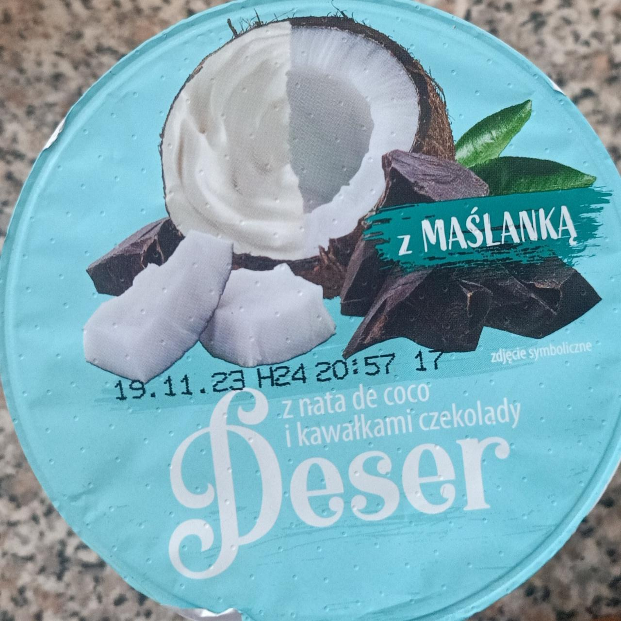 Zdjęcia - Deser z nata de coco i kawałkami czekolady z maślanką Mlekpol