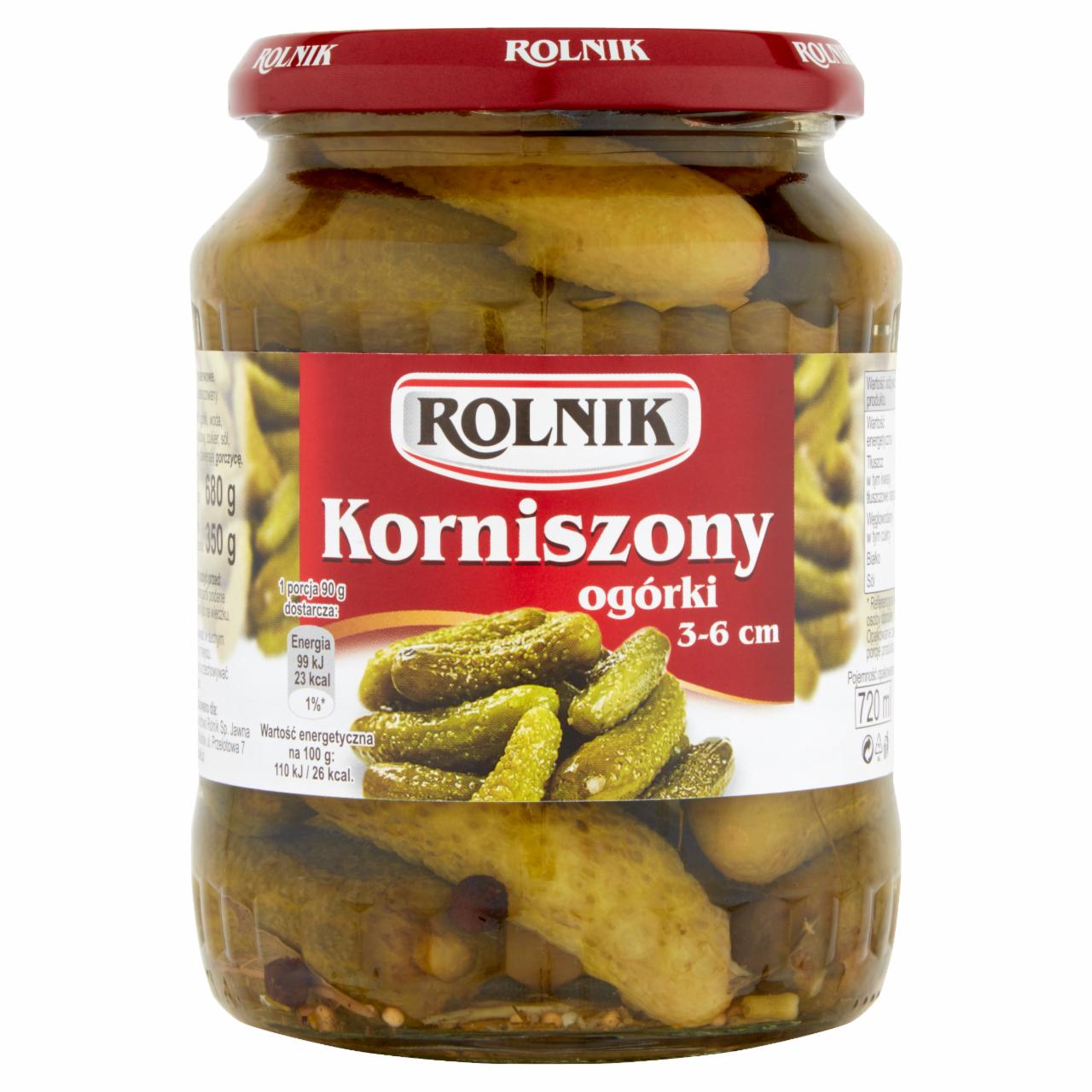 Zdjęcia - Rolnik Ogórki korniszony 3-6 cm 680 g