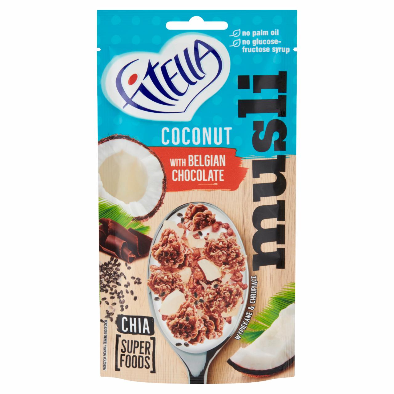 Zdjęcia - Fitella Musli chrupkie kokosowe z crunchy czekoladowymi i nasionami chia 50 g