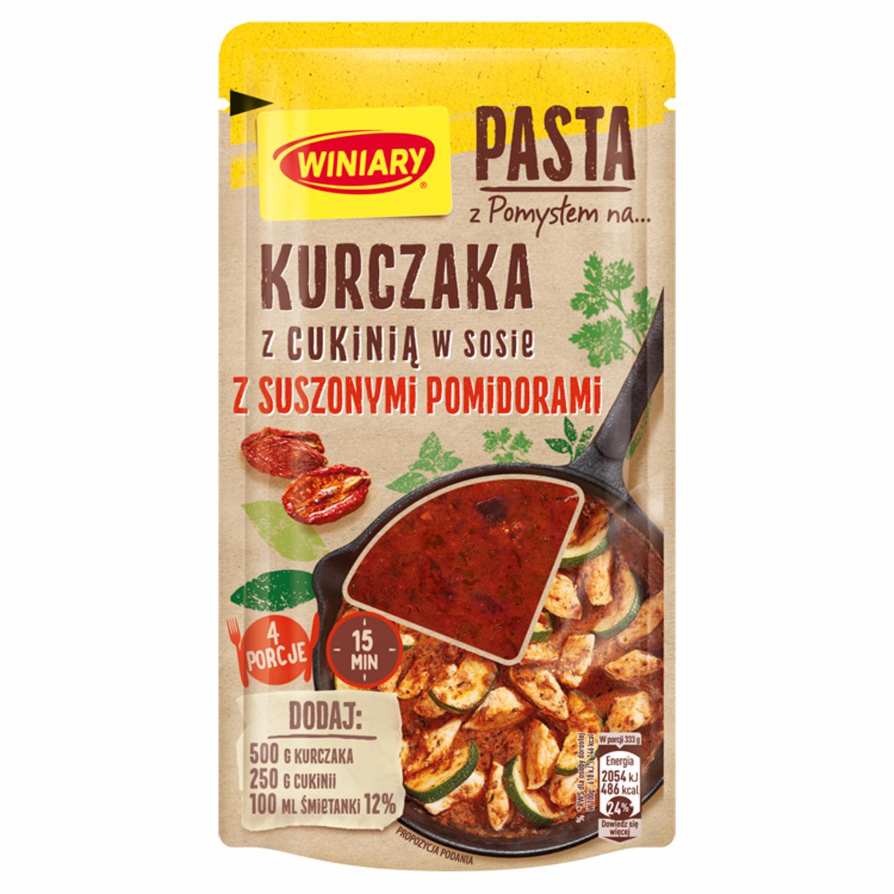 Zdjęcia - Winiary Pasta z pomysłem na... kurczaka z cukinią w sosie z suszonymi pomidorami 80 g