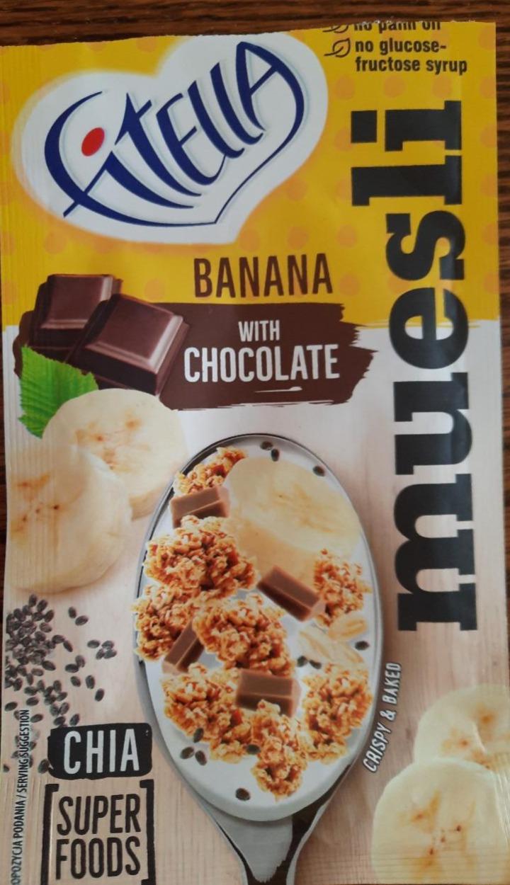 Zdjęcia - Fitella Musli chrupkie bananowe z kawałkami czekolady i nasionami chia 300 g