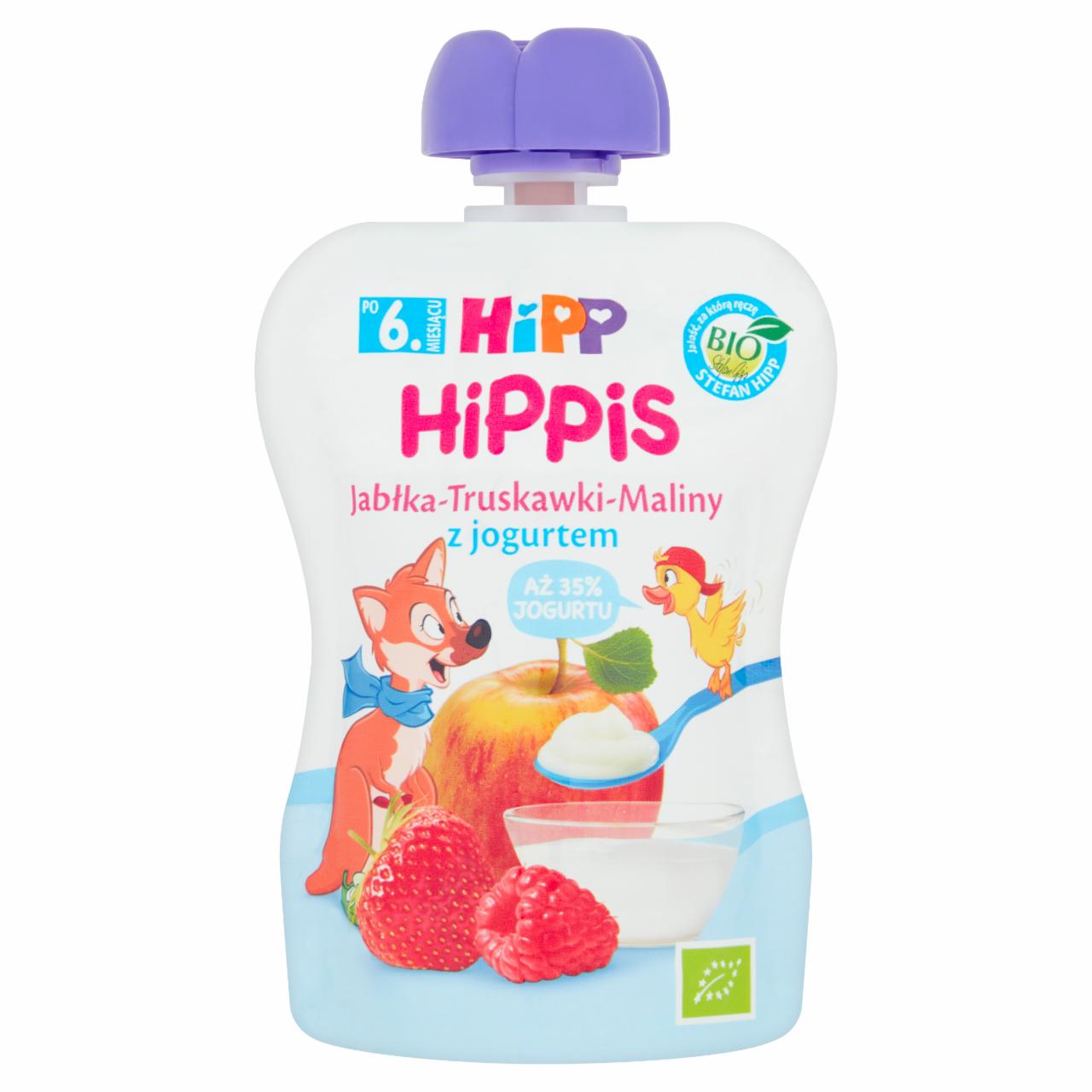 Zdjęcia - HiPP BIO HiPPiS Mus owocowy po 6. miesiącu jabłka-truskawki-maliny z jogurtem 90 g
