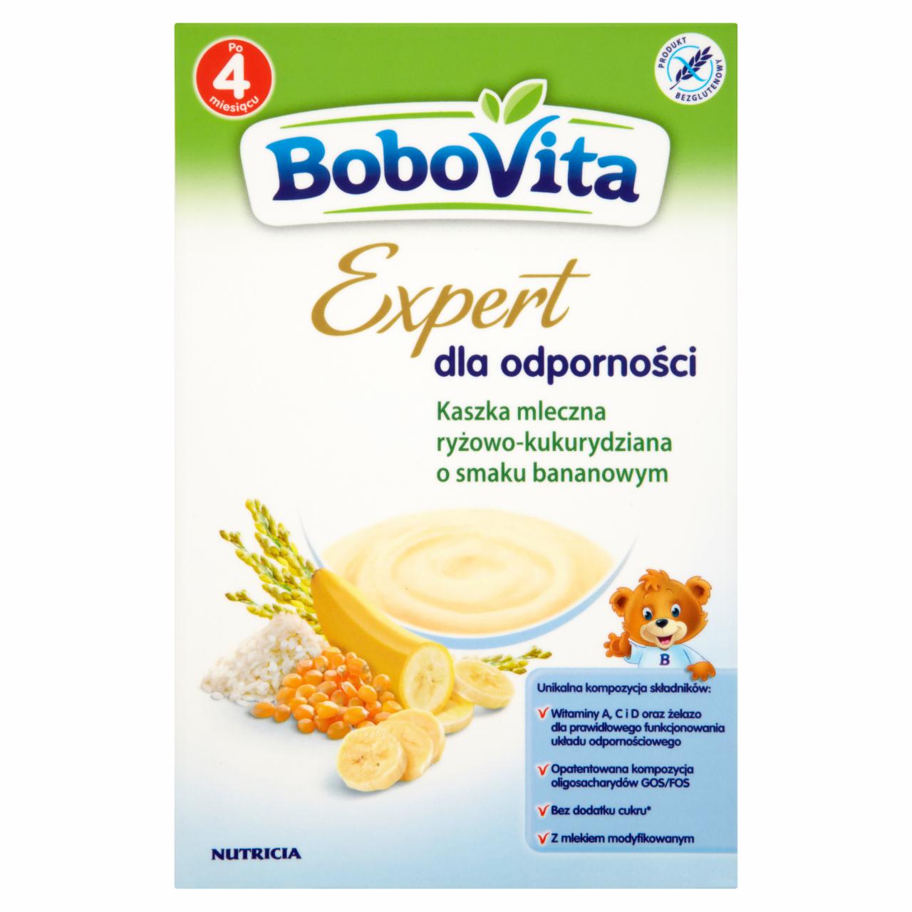 Zdjęcia - BoboVita Expert dla odporności Kaszka mleczna ryżowo-kukurydziana o smaku banana po 4 miesiącu 250 g